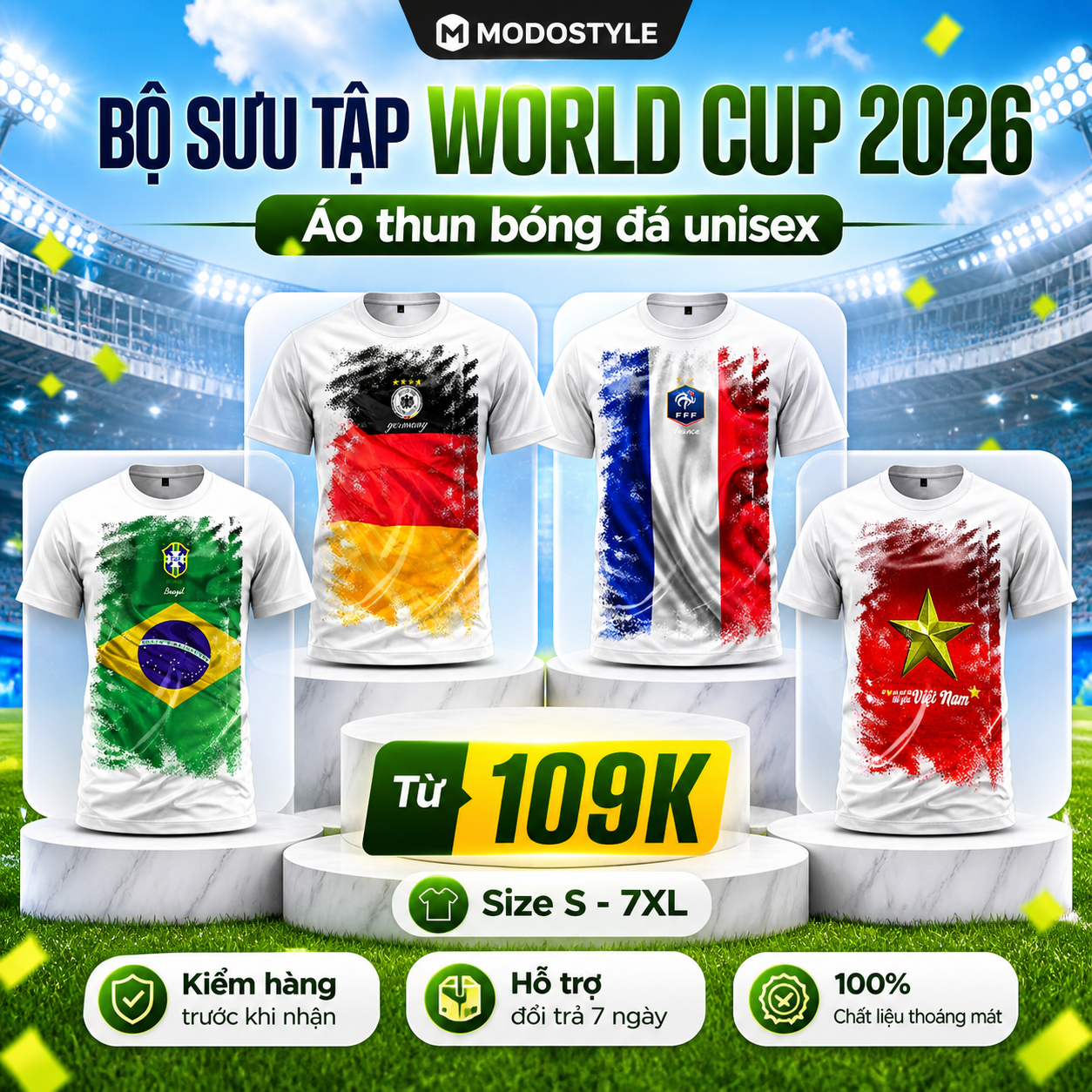 Banner áo thun bóng đá World Cup 2026 MODOVN